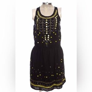 F21 Black and Yellow Beaded Mini Dress